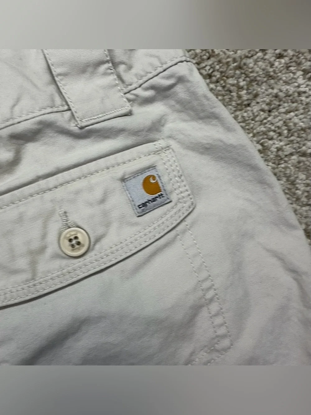 Carhartt Shorts Women’s Cream Cargo Bermuda Chino Shorts Size 6 Outdoor Hike